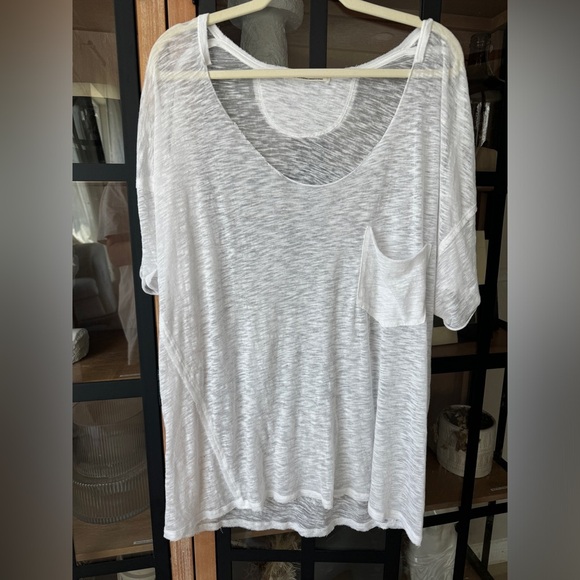 Free People tee oversized Care All I Need we the free scoop short sleeve pocket - Picture 2 of 10